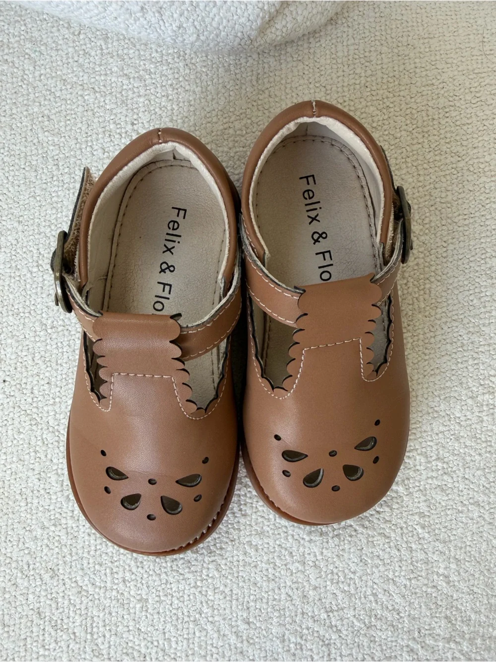 Felix & Flora Toddler Girls Brown Leather Mary Jane Shoes, Size 6
